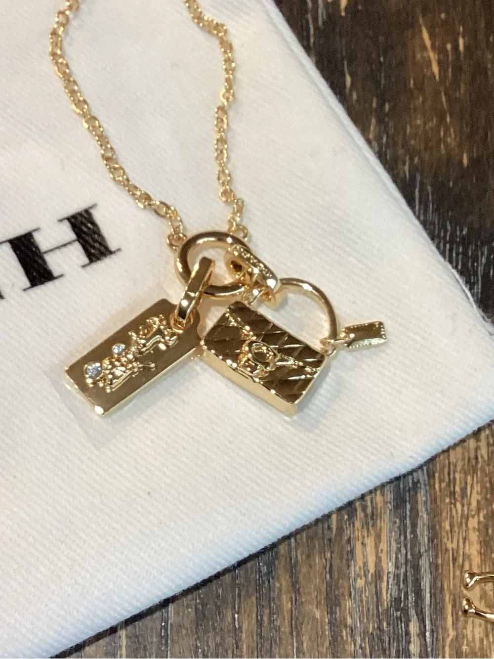Coach Handbag Charm Pendant Gold Tone Necklace